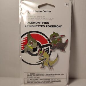 Pokemon Axew Fraxure And Haxorus Enamel Pins Set Official Nintendo Pin Badges